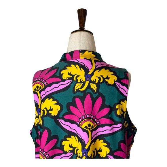 Jude Connally Shirt Women Large Green Purple Floral Jersey Macy Mock Neck Boho - Picture 5 of 10